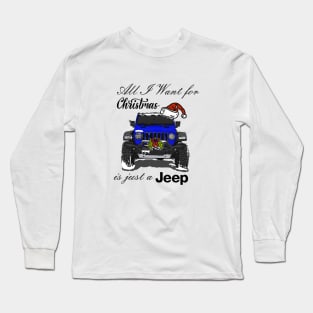 Christmas Jeep Blue Long Sleeve T-Shirt